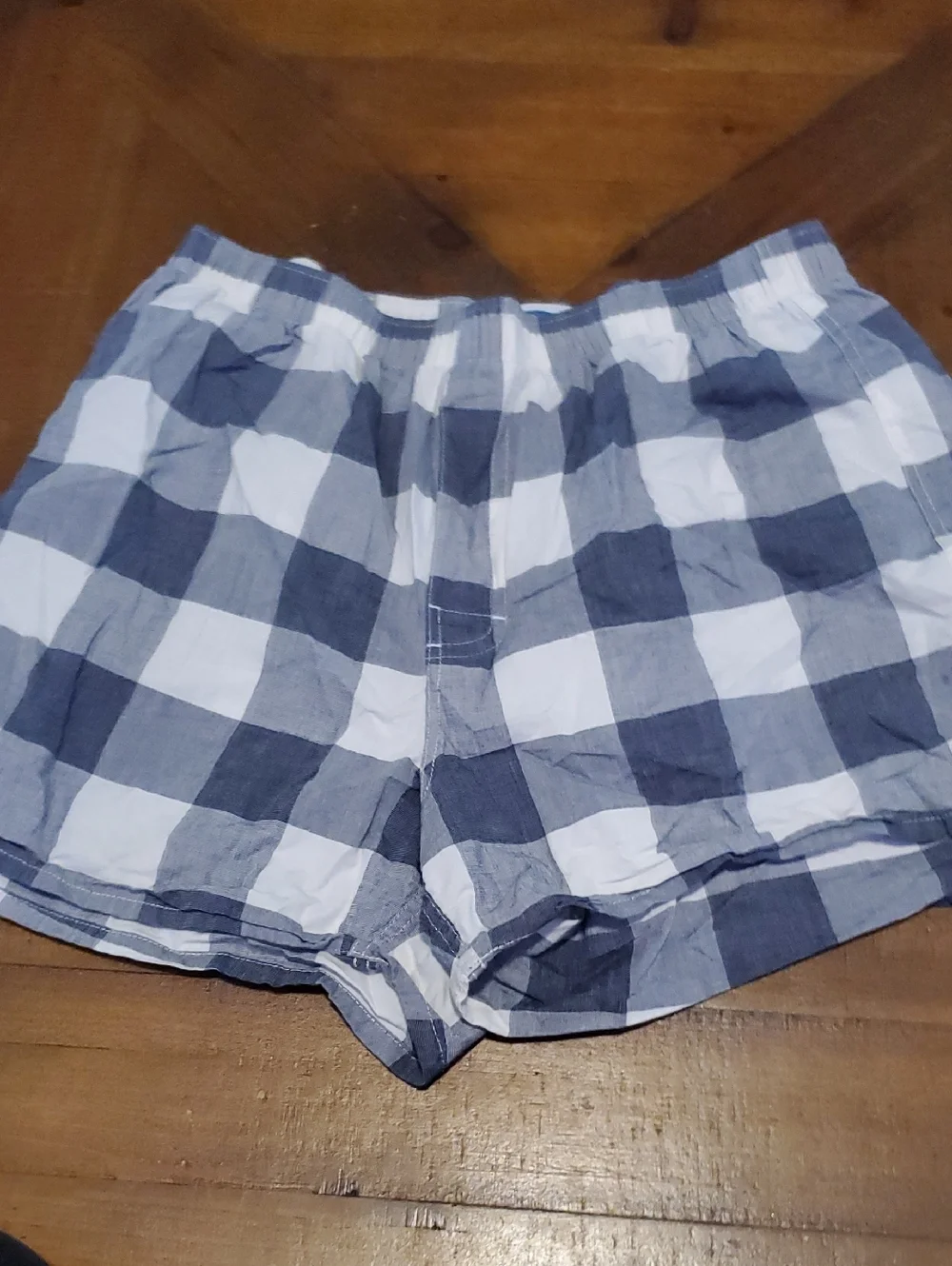 Old Navy Blue and White Checked Cotton Boxer Shorts